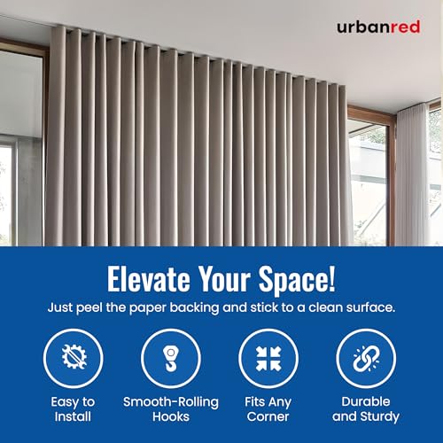 UrbanRed Self Adhesive Curtain Track (2 Meter, 6.5 ft) for Smooth Ceiling or Wall - No Drill, Screws, Ceiling Curtain Track, Curtains Rod, Ceiling Mount, Adhesive Curtains Rod (Non-Flexible) - size: 2 meters (6.5 ft) (Adhesive, Non-Flexible)