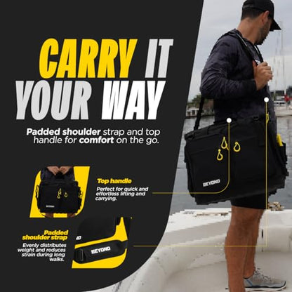 Beyond Fishing Hauler Tackle Bags - Water Resistant With Hard Molded Bottom - Perfect for Fresh Water & Salt Water Fishing Tackle Storage - Holds Tackle Boxes and Fishing Gear - size: b - Large