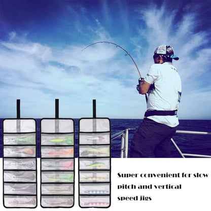 Roll Up Fishing Lure Wraps Set-Durable Lure Bag 6 Pocket PVC Protective Cover Saltwater Hook Covers Fabric Lure Protector Trolling Lure Tackle Box - color: Clear 1-pack, size: 25" X 9"