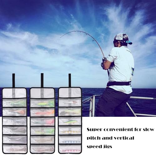 Roll Up Fishing Lure Wraps Set-Durable Lure Bag 6 Pocket PVC Protective Cover Saltwater Hook Covers Fabric Lure Protector Trolling Lure Tackle Box - color: Clear 4-pack, size: 35" X 12"