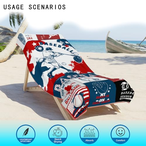 Baseball Gifts for Boys- Coach Gifts-Baseball Towel for Boys Girls 63" x 31.5" Microfiber Baseball Beach Towel for Kids Bath Pool Shower Camping Travel (Baseball Towel, 63"x 31.5") - color: Baseball Towel