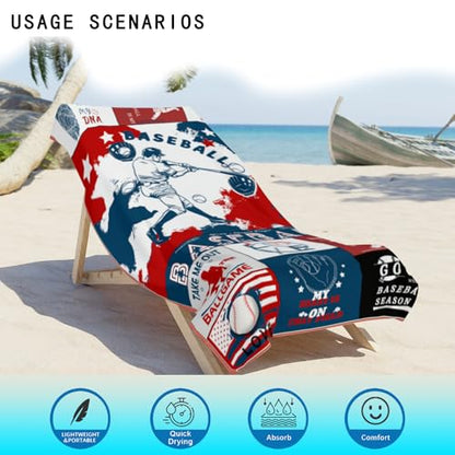 Baseball Gifts for Boys- Coach Gifts-Baseball Towel for Boys Girls 63" x 31.5" Microfiber Baseball Beach Towel for Kids Bath Pool Shower Camping Travel (Baseball Towel, 63"x 31.5") - color: Baseball Towel