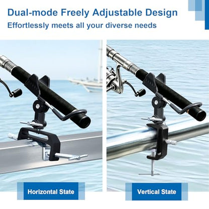 2 Pack Fishing Rod Holders for Boat, 360° Adjustable Stainless Steel , Compatible with Round/Square Rail & Boat Gunwale, Marine Grade Fishing Rod Mount for Boat Kayak - color: Black