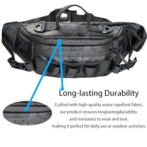 Fishing Fanny Pack for Men -Fishing Fanny Pack-Lightweight and Fishing Sling Pack - color: Black camouflage2