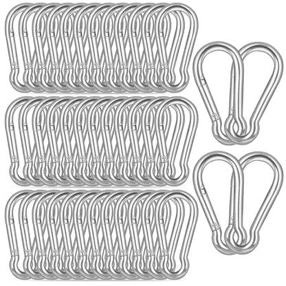 40PCS M6 Heavy Duty Carabiner Clip, 2.36Inch Snap Hook Quick Link Small Carabiner Clips,Spring Link Buckle for Fishing Camping Hammock Dog Leashes-260LBS Holding Capacity (Silver) - color: Silver, size: 40PCS-M6