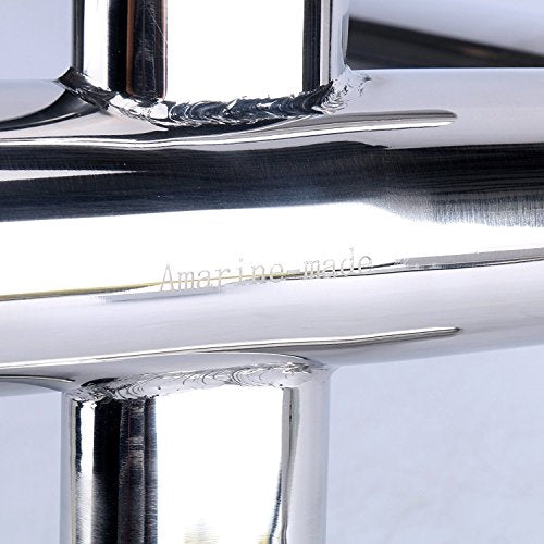 Amarine-made 3 Tube Silver Highly Polished Stainless Steel Trident Outrigger Stylish Rod Holder - Triple Rod Holder , Kite Fishing Mount 3-Rod Holder (Size B)