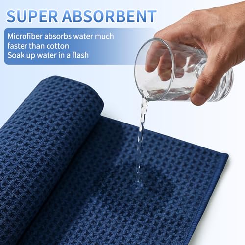 Fishing Towel with Clip,16" X 16",Waffle Pattern Effective Cleaning of Fishing Gear Accessories,Microfiber Absorbent Camping Towel for Men,Hiking Towel,Golf Towel,Pack of 3 (Black/Grey/Blue) - color: Black/Grey/Blue