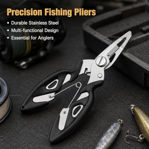 predolo Foldable Fishing Scissors, Stainless Steel Braided Line Cutter, Anti Rust Fishing Line Scissors for Tackle Box, Pocket Portable, Black multi-functional Lure Pl - style: Black multi-functional Lure Pl