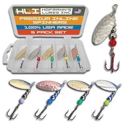 Hipster Pro Pack Rooster Tail Fishing Lures - Proven Inline Spinner Baits, Premium Trout Spinners for Trout and Salmon River Fishing, 100% USA Made by Hofmann's Lures - color: Hammered Series