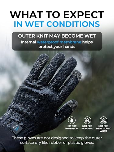 DexShell Waterproof Knit Gloves, Wet-Grip Touchscreen | Waterproof membrane, wet-grip palm and touchscreen for cool wet weather - size: X-Large