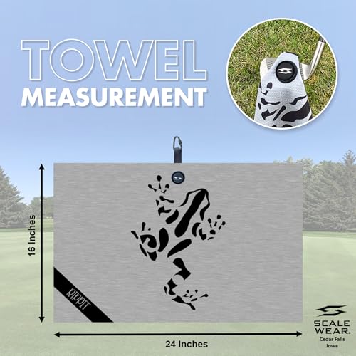 Magnetic Microfiber Waffle Golf Towel – Large 16"x24" Clean Golf Club Ball Magnet Clip to Hang on Bag Cart Strong Premium Strength Ultra Absorbent Gear Gray Men (Rippit Gray) - color: Rippit Gray