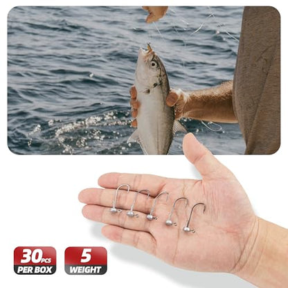 Ned Rig Jig Heads Kit – 30pcs Mushroom Jighead Hooks for Bass & Crappie Fishing Lures, Perfect for Soft Plastic Baits in Freshwater & Saltwater - size: 1/12oz