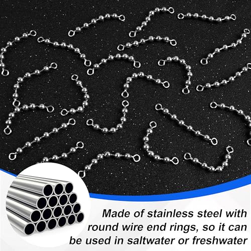 OROOTL Fishing Bead Chain Swivels, 20/40pcs Fishing Swivels Stainless Steel High Speed Trolling Swivels Catfish Swivel Fishing Balls Chain Swivels Fishing Tackle for Freshwater Saltwater - style: 1/8"(3.2mm)-20pcs