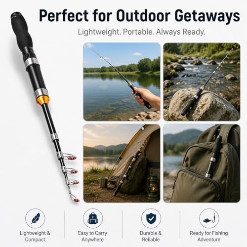 Carbon Fiber Fishing Rod Travel Fishing Pole Lightweight Portable Shore Sea Fishing Outdoor Use - size: 3.3 FT