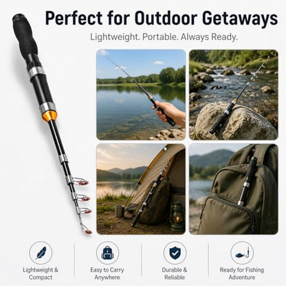 Carbon Fiber Fishing Rod Travel Fishing Pole Lightweight Portable Shore Sea Fishing Outdoor Use - size: 3.3 FT