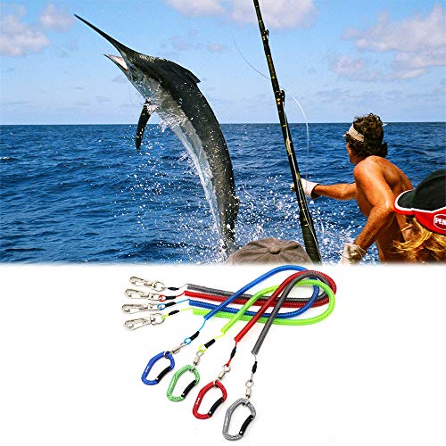 HERCULES M4 Fishing Lanyard, Fishing Pole Tether, Kayak Paddle Leash, Heavy Duty Retractable Coiled Lanyard for Fishing, Rods, Pliers, Boating, Paddles, Kayak - color: Pack of 2 Blue, 17.7" Plus