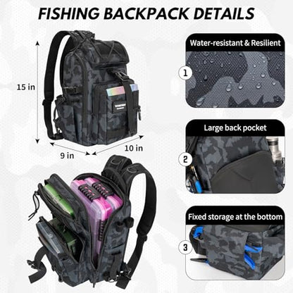 THKFISH Telescoping Fishing Rod and Reel Combo with Backpack, Carbon Fiber Travel Fishing Pole Spinning Reel Kit with Fishing Lures, Fishing Tools Kit for Men - color: Camo Backpack With Fishing net, size: 39IN
