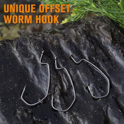 Dovesun EWG Offset Worm Hooks for Bass Fishing 100PCS/50PCS Texas Rig Hooks for Freshwater Saltwater 1# 1/0 2/0 3/0 4/0 - color: 5/0 * 50PCS