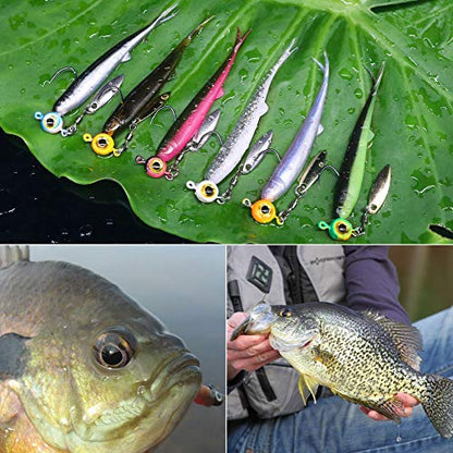 Crappie-Baits- Plastics-Jig-Heads-Kit-Shad-Minnow-Fishing-Lures-for Crappie-Panfish-Bluegill-40 &135 Piece Kit - color: CRAPPIE MINNOW 40 pc. KIT COMBO 1