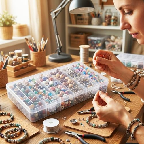 10 Pack 6 Grids Tackle Box Organizer, Clear Fishing Tackle Boxes, Clear Organizer Box with Dividers, Plastic Storage Organizer Container for Crafts, Beads, Earrings, Screws, Nail, Pins