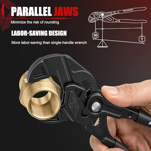 10-Inch Adjustable Plier Wrench Premium CR-V Parallel Pliers Parallel Jaw Pliers with Comfortable Grips Groove Lock Mechanism Black Finish - color: Black-10