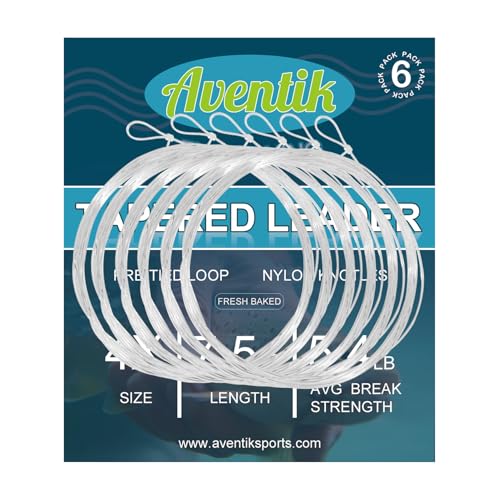 Aventik Fly Fishing Tapered Leader Pre-Tied Loop Fishing Leader Line 7.5FT 9.0FT 12FT - size: 7.5FT-6pack