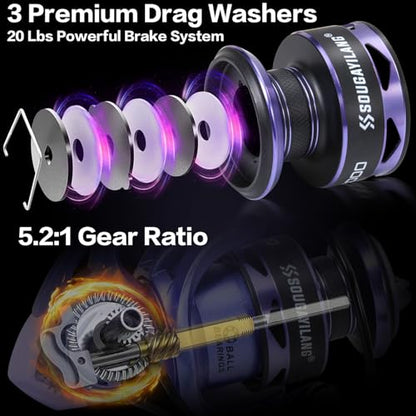 Sougayilang Spinning Combo – 5.2:1 Gear Ratio, IM6 Graphite 2-Piece Rod, Stainless Steel Guides for Bass, Trout, Panfish – Lightweight Freshwater Fishing Kit - size: 6'0''-Medium