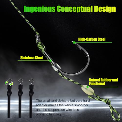 130Pcs Carp Fishing Hair Rigs Kit, 24 High Carbon Steel Curved Shank Barb Hooks, 100 Fake Corn Baits, 2 Line Bait Stoppers & 4 Baiting Needles for Carp Fishing Tackle (#2#4#6#8)