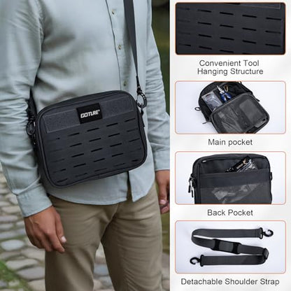 Goture Fishing Backpack with 4 Tackle Boxes,58L 900D Water-Resistant Tackle Backpack with Cooler,Rod Holders,8 Lure Pockets, Detachable Crossbody Bag,Gear Storage Large Fishing Bag for Camping Hiking - color: D1:black With 4 Tackle Boxes