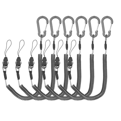 PATIKIL Coiled Lanyards with Buckle Retractable Safety Ring and Quick Release Detachable Buckle for Fishing Equipment - color: Black, size: 47 Inch