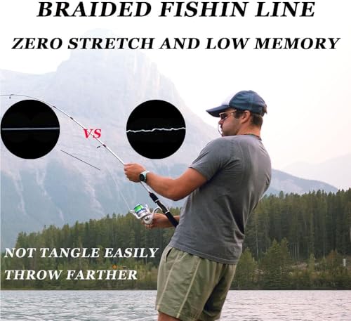 Braided Fishing Line, Strong Power, Great Abrasion Resistance, Thin Diameter, No Stretch, Low Memory and High Sensitivity(164/328/547/1093Yds) 10/15/20/30/40/50/60/70/80/100LB,4/8 Strands - color: Dark Green, size: 50LB-0.37mm-547YDS(500M)-4 Strands