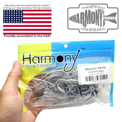 Harmony Fishing – Quick Change Umbrella Skirts for Fishing Jigs, Spinnerbaits, Buzzbaits, Lures, Baits (10 Pack) - color: Pink/White