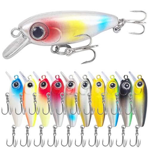 10Pcs Minnow Fishing Lure Square Bill Crankbait | Deep Diving Crankbait Jerkbait Sinking Lure Set Hard Baits for Bass Trout Catfish Musky Bluegill Fishing Plug