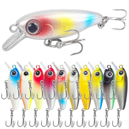10Pcs Minnow Fishing Lure Square Bill Crankbait | Deep Diving Crankbait Jerkbait Sinking Lure Set Hard Baits for Bass Trout Catfish Musky Bluegill Fishing Plug