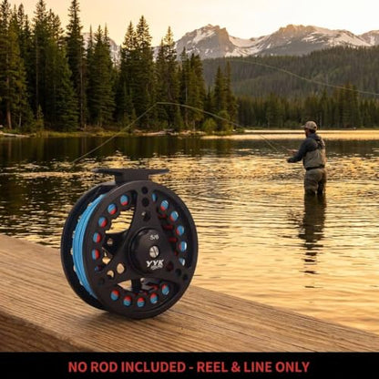 YYKBlueSky 5/6wt Fly Fishing Reel, Aluminum/Plastic Frame Optional, Smooth Drag System, Pre-Loaded Line Set (Including WF5F Floating+20LBS Backing+4X/5X/6X Taper Leader+4X/5X/6X Tippet) - style: Yykbluesky Fly Fishing Reel, 5/6 Wt Die-cast Aluminum Frame,