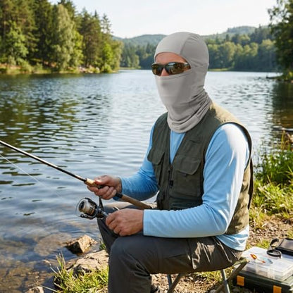 Balaclava Face Mask Sun UV Protection, Summer Cooling Breathable Full Face Mask for Motorcycle Skiing Cycling Fishing - color: Grey
