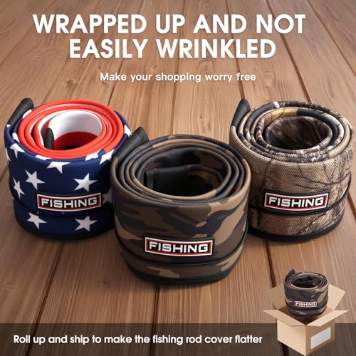 Neoprene Fishing Rod Sleeve, 6ft-8ft Floating & Puncture Resistant Rod Sock | Protective Cover for Casting, Spinning, Trolling Fishing Poles - color: National flag, style: Spinning（3.54" opening）