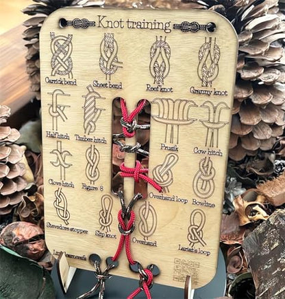 Learn Knot Training Board with Rope Learning Knot Tying Kit Learn to Tie Knots Kit for Adults Beginner How to Knot Advised Fishing Backpacking Hiking Outdoor Camping Gear Knots Game Cards Guide - color: 2PC