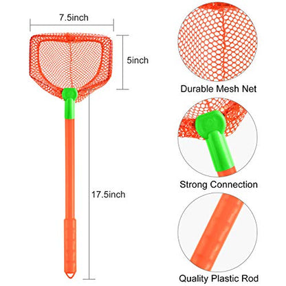 Coopay 2 Pieces Butterflies Kids Fishing Net Catching Bug Floating Bait Beach Nets for Outdoor Playing - color: Blue + Orange