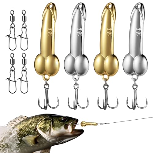 Realure 4Pcs Zinc Alloy Spoon Lures with Treble Hooks & Rolling Swivels,4 Weights 5g 10g 15g 20g Gold Silver Metal Spoon Fishing Tackle for Freshwater Lake Inshore Saltwater Bass Walleye Pike Trout - size: 15g 4Pcs