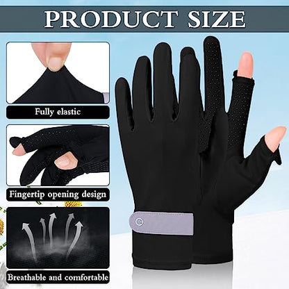 ONESING 2 Pairs Sun Protection Gloves UV Non Slip Full Finger Sun Gloves for Women Riding Golf Hiking Driving Fishing