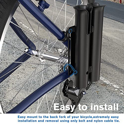 Fishing Rod Holder, Secures Fishing Pole to Bicycle,2 Tubes Rod Holder, Holds 2 Rods, Easy to Mount, Rod Rack for Bicycle Fishing