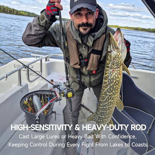 HANDING SINDOREI Heavy Fishing Rod, 2-Piece Heavy Casting & Spinning Rod | Big Game Rod Suitable for Swimbaits Jigs Catfish Musky Striper, Freshwater & Inshore Saltwater - size: 8'10''- Extra Extra Heavy - 40-80LB