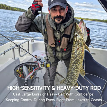 HANDING SINDOREI Heavy Fishing Rod, 2-Piece Heavy Casting & Spinning Rod | Big Game Rod Suitable for Swimbaits Jigs Catfish Musky Striper, Freshwater & Inshore Saltwater - size: 8'0''- Extra Heavy - 30-60LB
