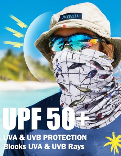 JHYWELL Cooling Neck Gaiter Face Mask, UV Protection Masks Gator, Windproof Bandana for Skiing, Fishing, Hiking, Cycling - color: Fish Wish