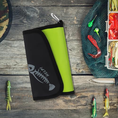DOITOOL Waterproof Soft Bait Tackle Bag with Detachable Large Capacity Storage Pouch, Fluorescent Green Portable Rig and Lure Organizer for Freshwater and Saltwater Fishing