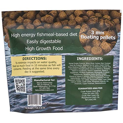 Natural Waterscapes Game Fish Food Variety | Pond and Lake Fish Food Pellets | 7 lb Resealable Bag | Feed to Bass, Bluegill, Trout | Floating Pellets