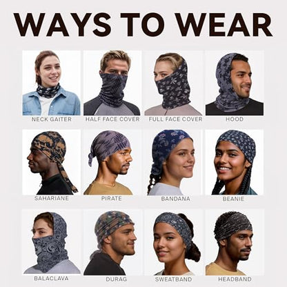 6-Pack Balaclava Face Mask for Men & Women - UV Protection Neck Gaiter, Multi-Use Cycling Mask & Breathable Headband - color: Mixed Color
