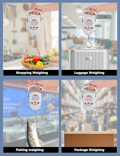Fish Scale, Max 130lbs Fishing Scale,Multi-Mode Pound/Ounces & Kilograms,LCD Display - style: White USB