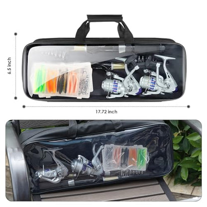 Fishing Pole Set Fishing Rod and Reel Combo,2PCS 1.9M/2.1M Collapsible Fishing Rod Set with 2 PCS Spinning Reels 2 Set of Lures Baits and a Carrier Bag,Prefect for Fishing Travel